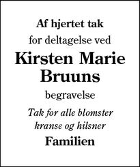 Taksigelsen for Kirsten Marie
Bruuns - Odense M