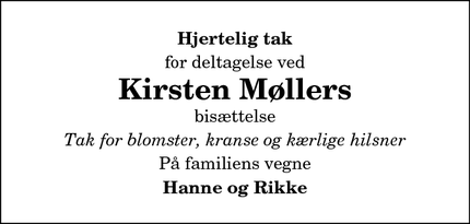 Taksigelsen for Kirsten Møllers - Brønderslev