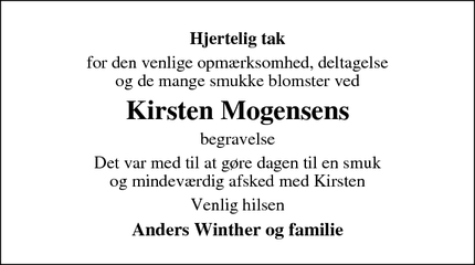 Taksigelsen for Kirsten Mogensen - Silkeborg