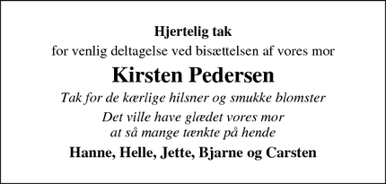 Taksigelsen for Kirsten Pedersen - Ganløse