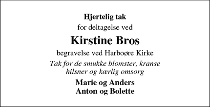 Taksigelsen for Kirstine Bros - Harboøre