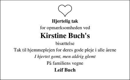 Taksigelsen for Kirstine Buch's - Vonge
