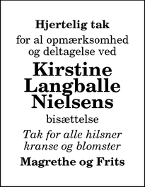 Taksigelsen for Kirstine Langballe Nielsens - Thisted