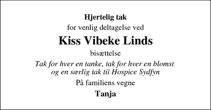 Taksigelsen for Kiss Vibeke Linds - Svendborg