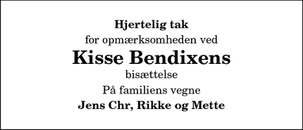 Taksigelsen for Kisse Bendixens - Hadsund