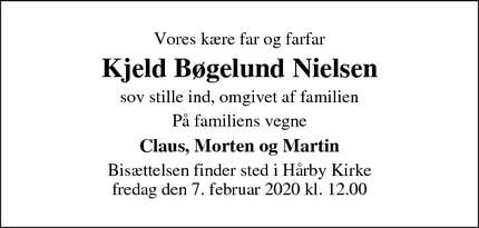 Dødsannoncen for Kjeld Bøgelund Nielsen - Odense