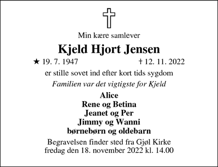 Dødsannoncen for Kjeld Hjort Jensen - Aabybro