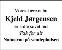 Dødsannoncen for Kjeld Jørgensen - Vejle