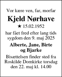 Dødsannoncen for Kjeld Nørhave - Aabenraa