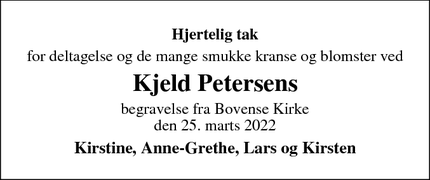 Dødsannoncen for Kjeld Petersens - Ullerslev