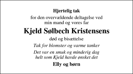 Taksigelsen for Kjeld Sølbech Kristensens - Bramming