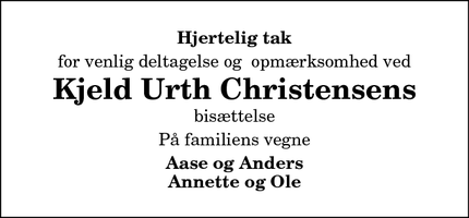 Taksigelsen for Kjeld Urth Christensen - Løkken