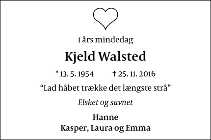 Dødsannoncen for Kjeld Walsted - Aalborg
