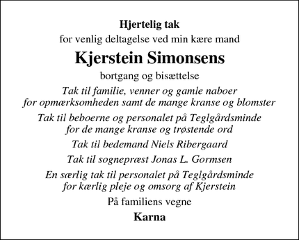 Taksigelsen for Kjerstein Simonsen - Skørping