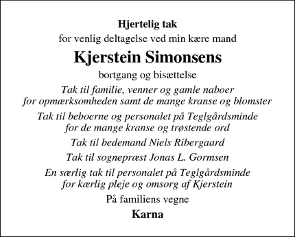 Taksigelsen for Kjerstein Simonsen - Skørping