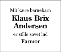 Dødsannoncen for Klaus Brix Andersen - Esbjerg
