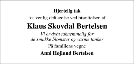Taksigelsen for Klaus Skovdal Bertelsen - Bramming