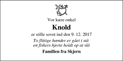 Dødsannoncen for Knold - Hvide Sande