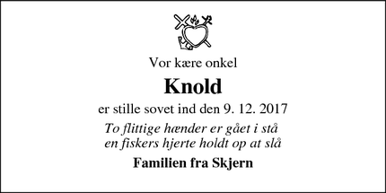 Dødsannoncen for Knold - Hvide Sande