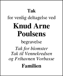 Taksigelsen for Knud Arne Poulsens - Vorbasse