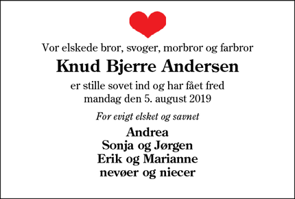Dødsannoncen for Knud Bjerre Andersen - Esbjerg Ø