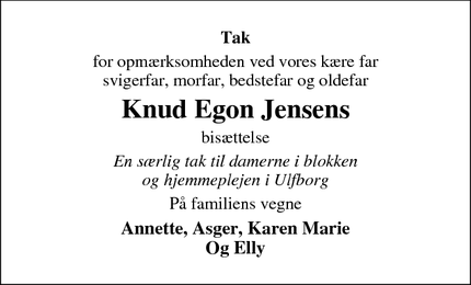 Taksigelsen for Knud Egon Jensens - Ulfborg
