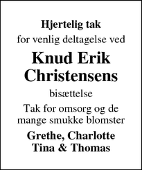 Taksigelsen for Knud Erik Christensens - Viborg