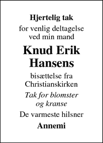 Taksigelsen for Knud Erik
Hansens - Sønderborg