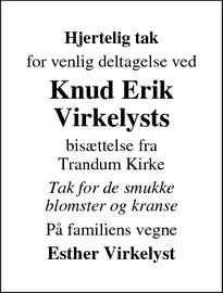 Taksigelsen for Knud Erik Virkelysts - Vinderup