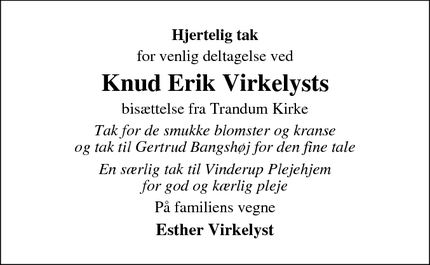 Taksigelsen for Knud Erik Virkelysts - Vinderup