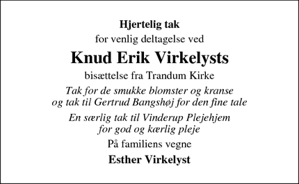 Taksigelsen for Knud Erik Virkelysts - Vinderup