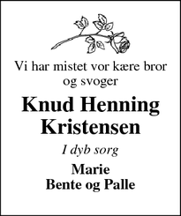 Dødsannoncen for Knud Henning
Kristensen - Ikast