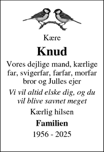 Dødsannoncen for Knud - Birkerød