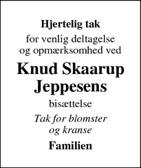 Taksigelsen for Knud Skaarup
Jeppesen - Blåvand