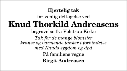 Taksigelsen for Knud Thorkild Andreasen - Viborg