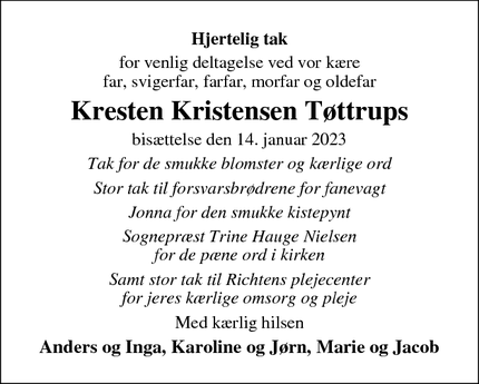 Taksigelsen for Kresten Kristensen Tøttrup - Tønder