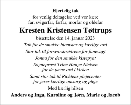 Taksigelsen for Kresten Kristensen Tøttrup - Tønder