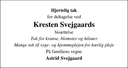 Taksigelsen for Kresten Svejgaard - Fynshav