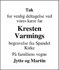 Taksigelsen for Kresten Varmings - Spandet