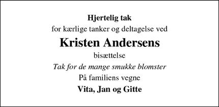 Taksigelsen for Kristen Andersens - Varde