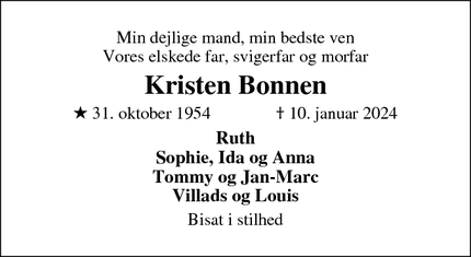 Dødsannoncen for Kristen Bonnen - Herlev