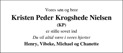 Dødsannoncen for Kristen Peder Krogshede Nielsen - Lemvig