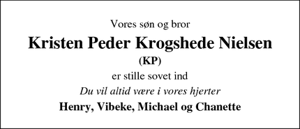 Dødsannoncen for Kristen Peder Krogshede Nielsen - Lemvig