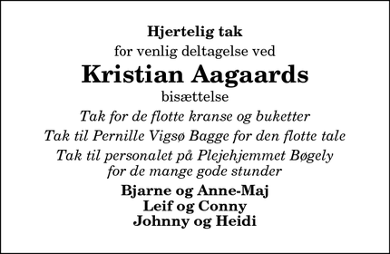Taksigelsen for Kristian Aagaards - Løgstør