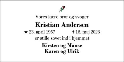 Dødsannoncen for Kristian Andersen - Høgild