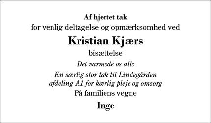 Taksigelsen for Kristian Kjær - Herning
