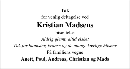 Taksigelsen for Kristian Madsen - Odense N