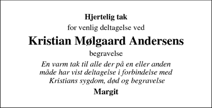 Taksigelsen for Kristian Mølgaard Andersen - Brørup