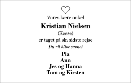 Dødsannoncen for Kristian Nielsen - Herning