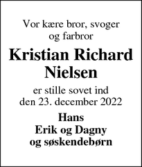 Dødsannoncen for Kristian Richard
Nielsen - Skjern